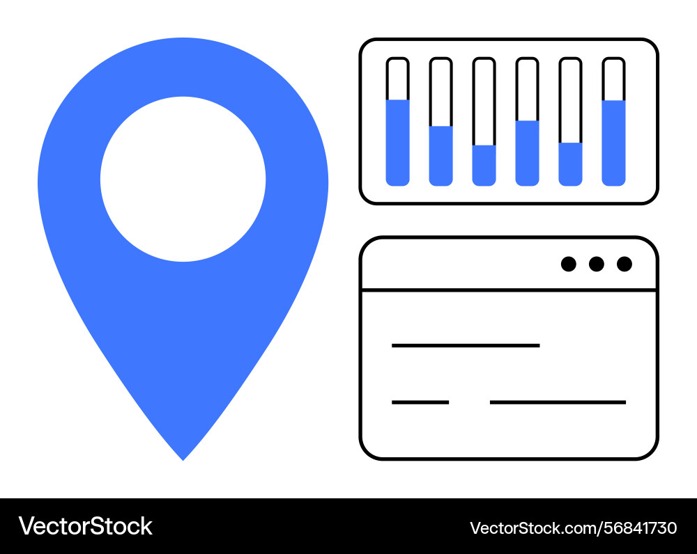 Location pin with analytics chart and dashboard Location pin with analytics chart and dashboard vector image