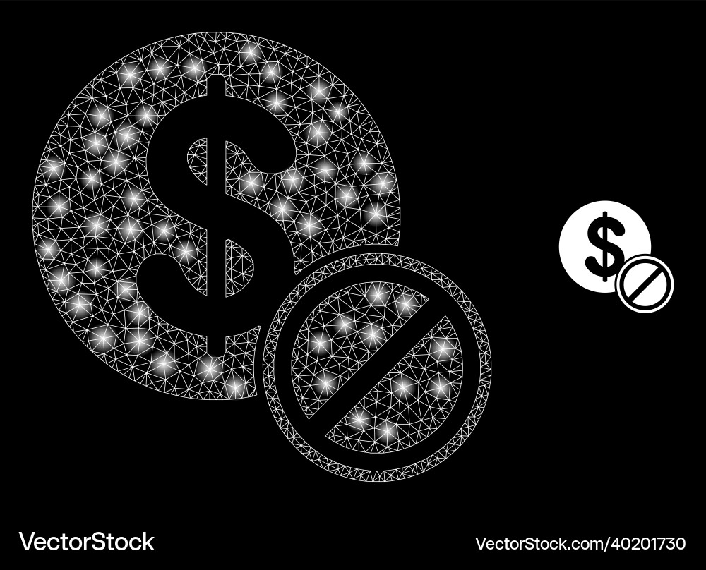Mesh net forbidden dollar with glitter Vector Image