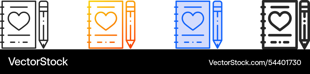 Notebook iconthin linear gradient blue stroke Vector Image