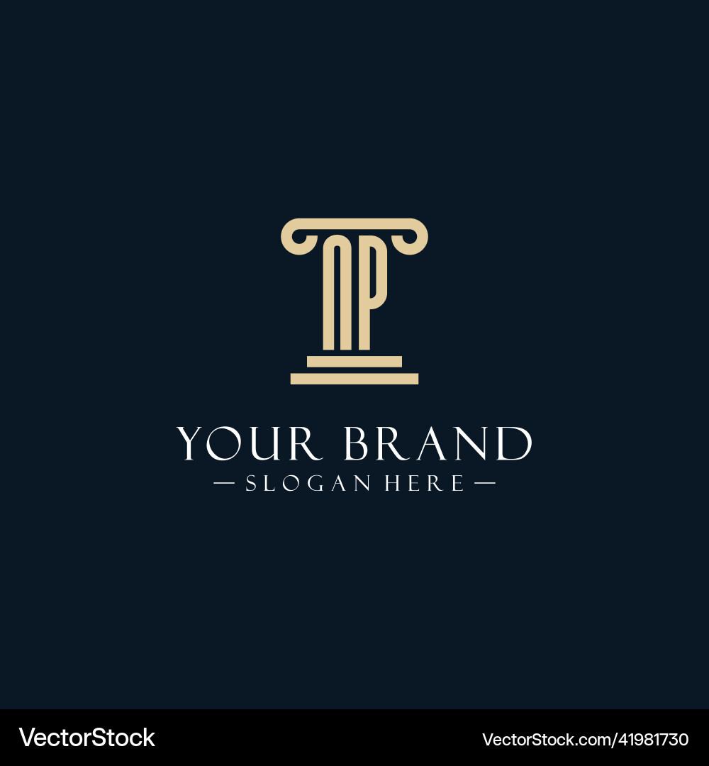 Np initial monogram logos with pillar shapes style Np initial monogram logos with pillar shapes style Vector Image