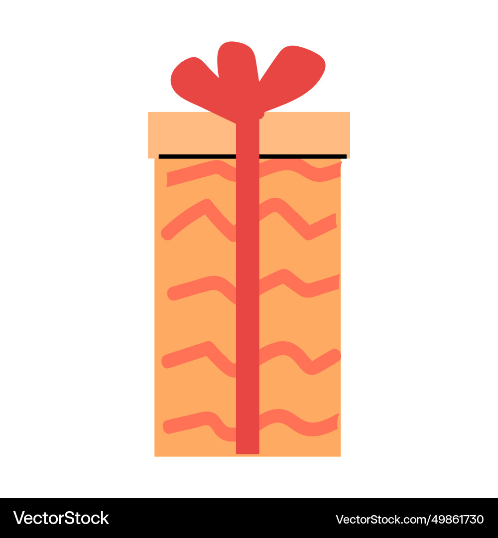 Peach box with stripe pattern and red bow Peach box with stripe pattern and red bow vector image