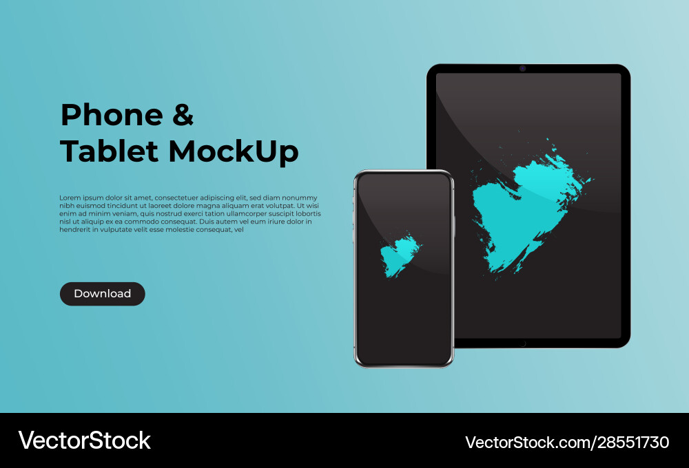 Realistic smartphone and tablet front view mock up Realistic smartphone and tablet front view mock up vector image