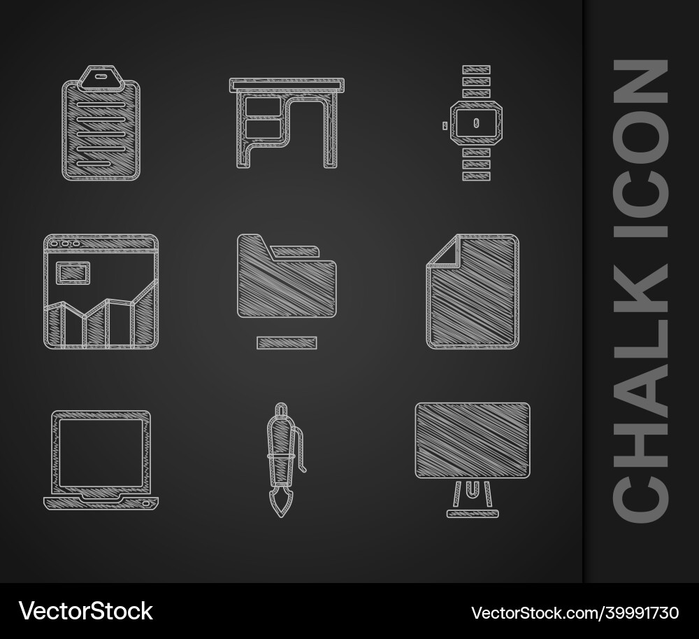 Set document folder fountain pen nib computer Set document folder fountain pen nib computer vector image