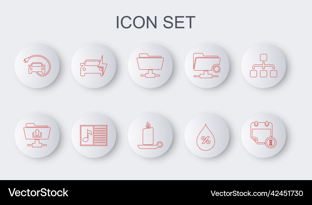 Set line calendar and clock ftp folder upload Set line calendar and clock ftp folder upload vector image