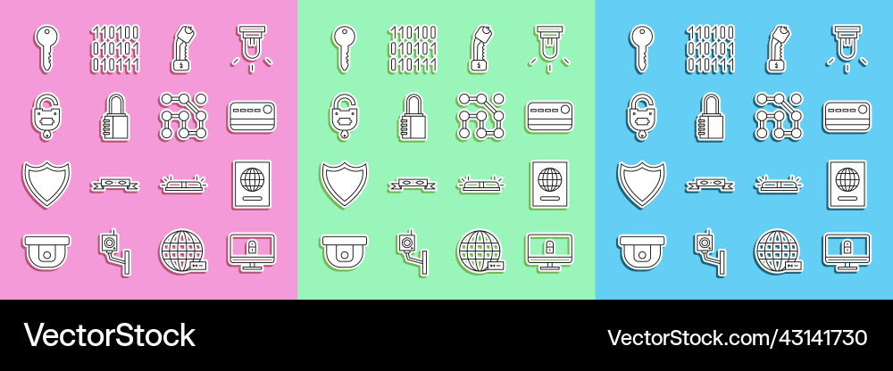 Set line lock on computer monitor passport vector image