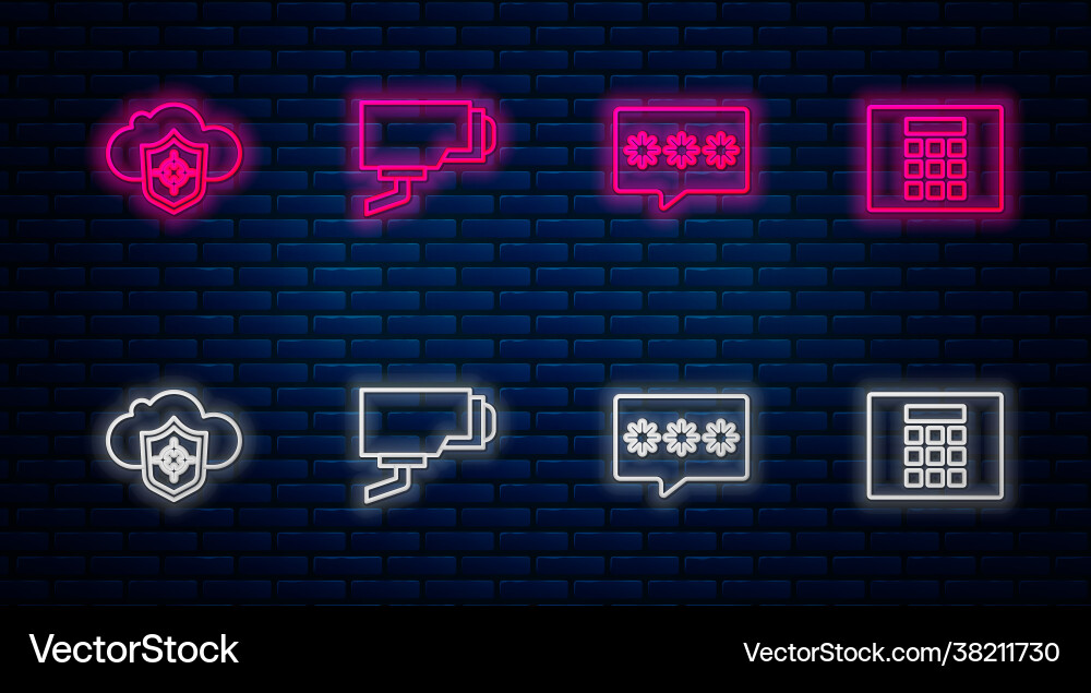 Set line security camera password protection Set line security camera password protection vector image