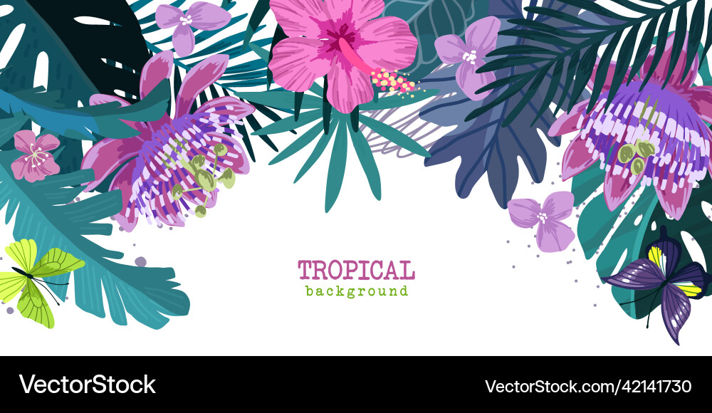 Tropical floral Hintergrundhand gezeichnet Cartoon Kunst Tropical floral Hintergrundhand gezeichnet Cartoon Kunst vektorbild