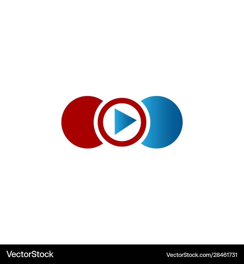 Abstract play button logo in material design style vector image