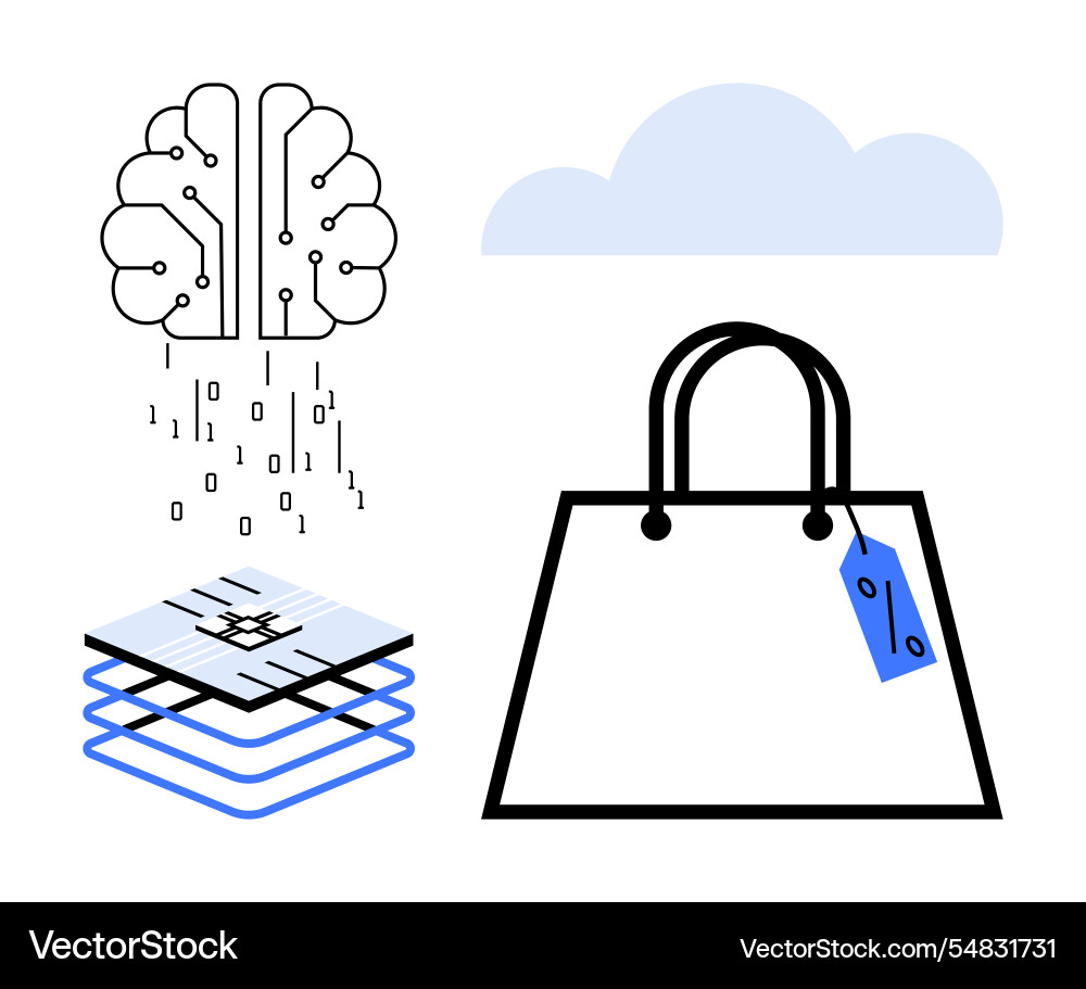 Ai brain cloud computing microchip layers Ai brain cloud computing microchip layers vector image