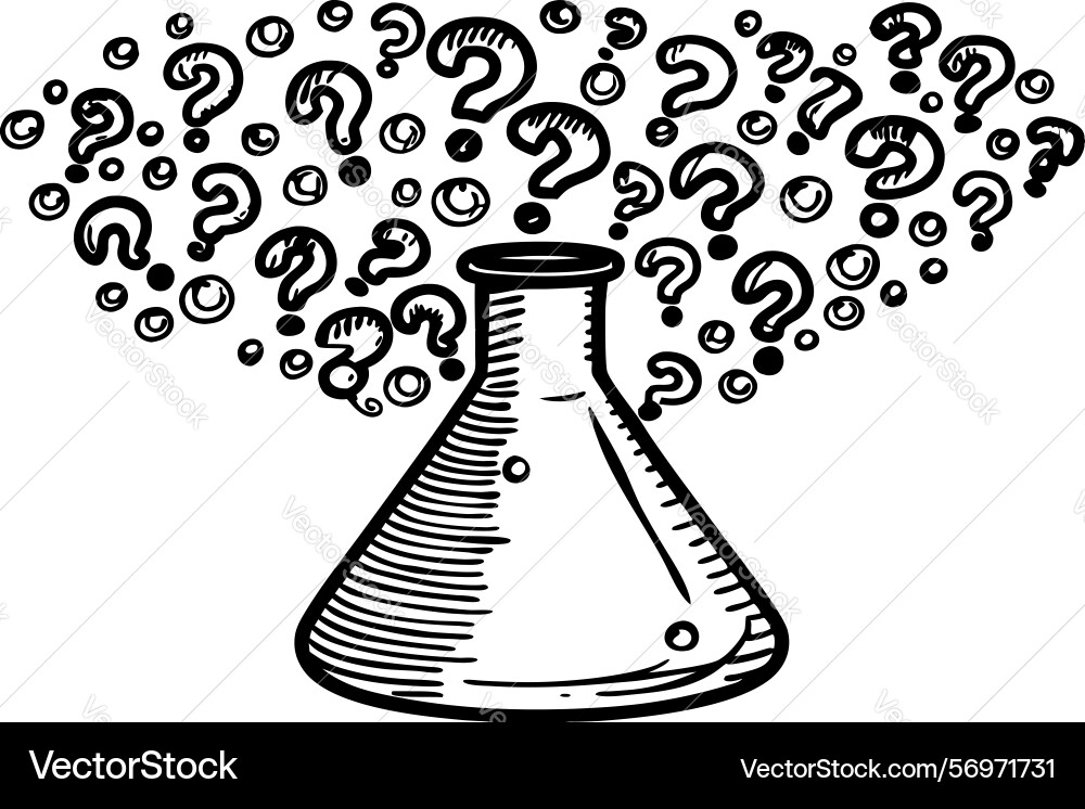 Chemical science experiment flask with swirling Vector Image