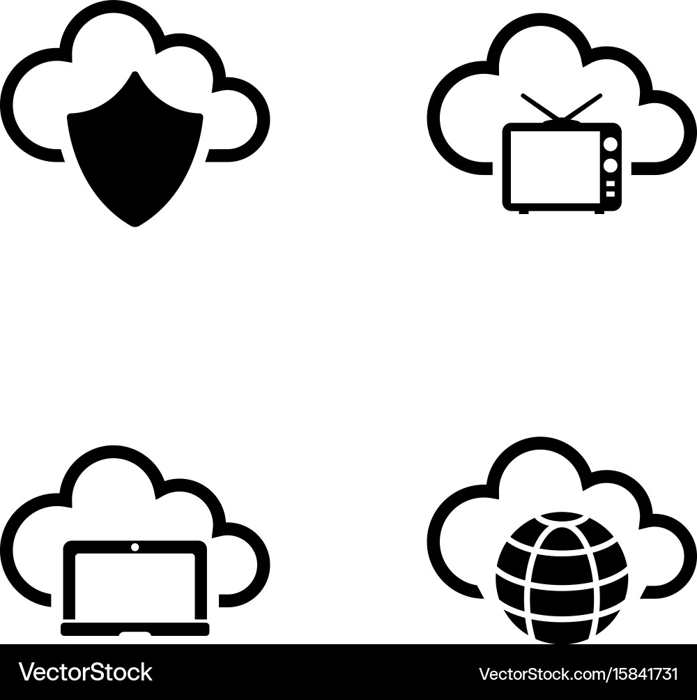 Computer cloud simple related icons vector image