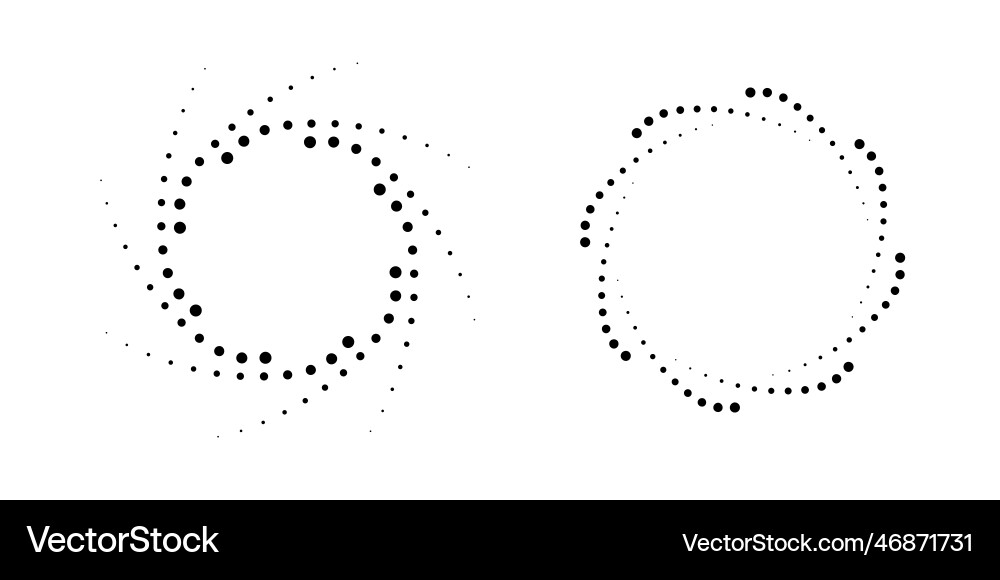 Halftone circular dotted frames set circle dots Halftone circular dotted frames set circle dots vector image