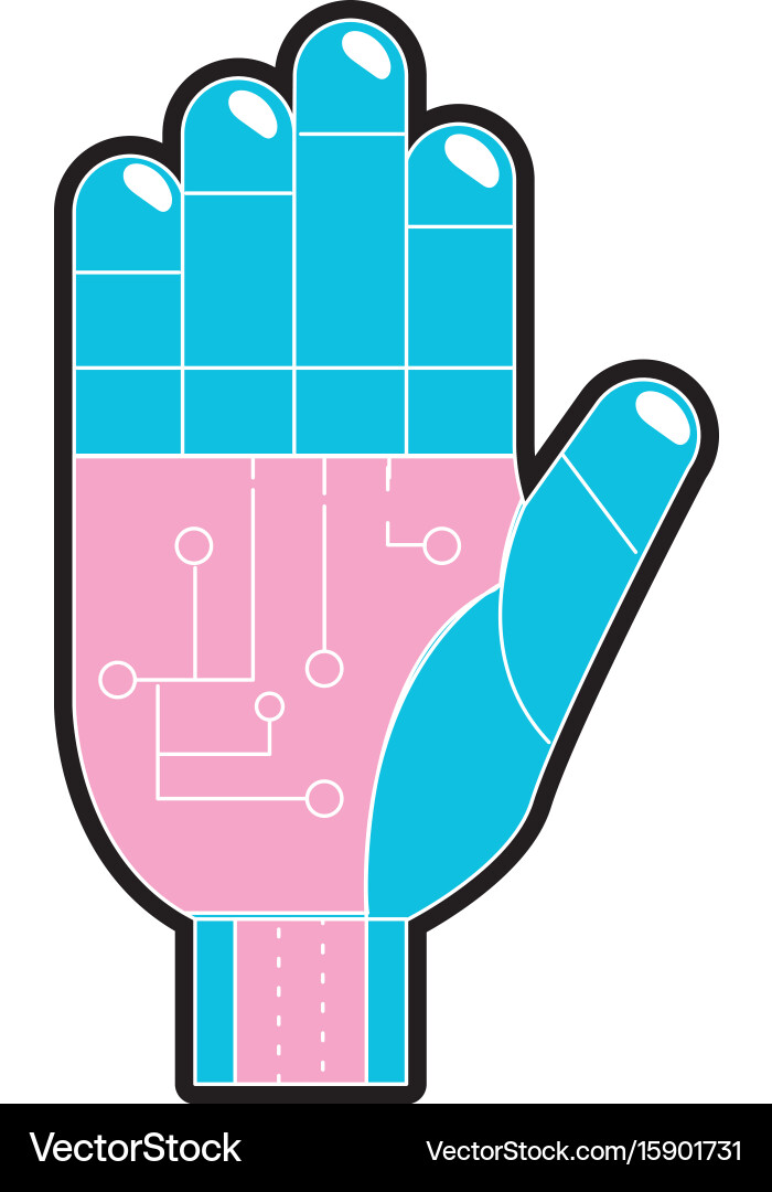 Hand with circuits and cyberspace interface vector image