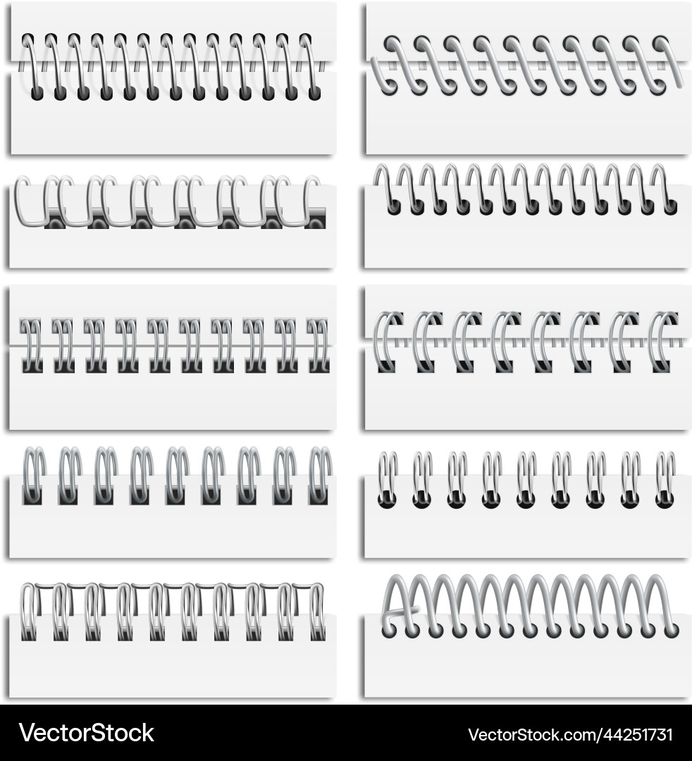 Isolated realistic notebook binding wire spirals Vector Image