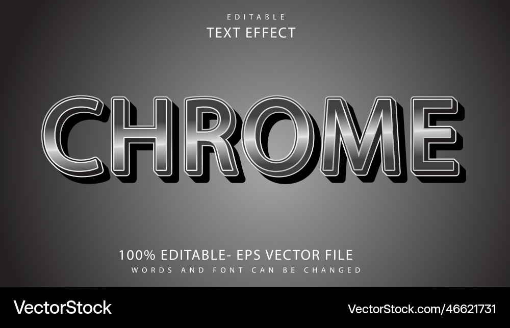 Modern word chrome editable text effect design Modern word chrome editable text effect design vector image