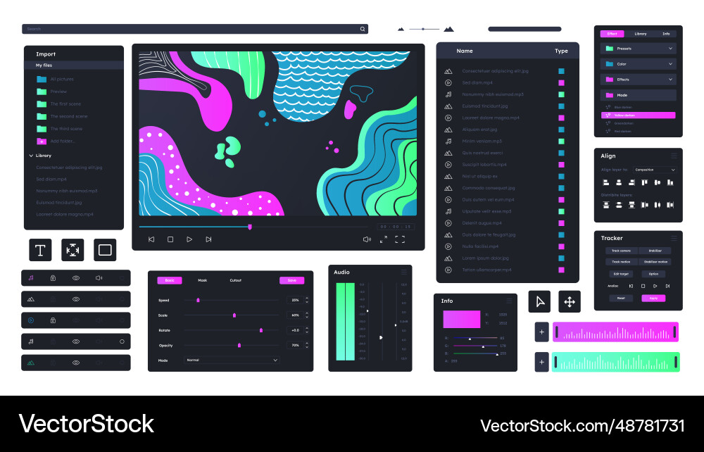 Motion app interface concept Vector Image