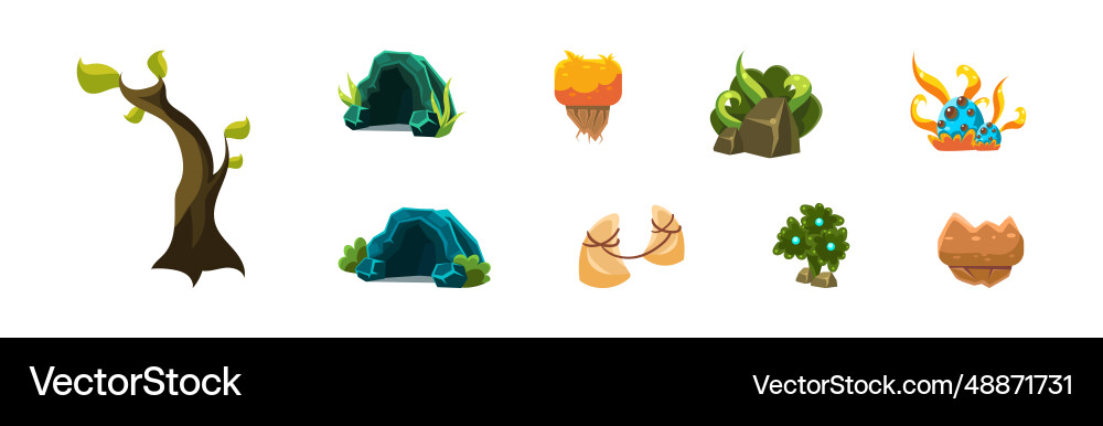 Nature game landscape object and elements Vector Image