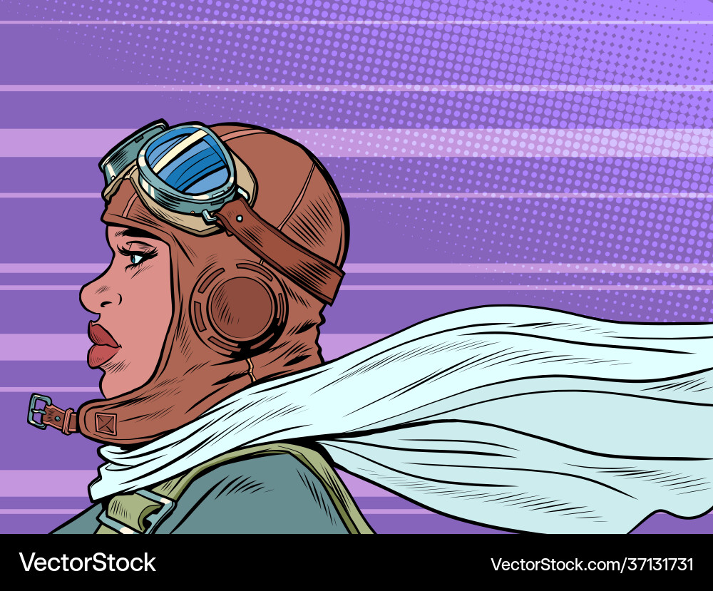 Retro female pilot with scarf military aviation Retro female pilot with scarf military aviation Vector Image