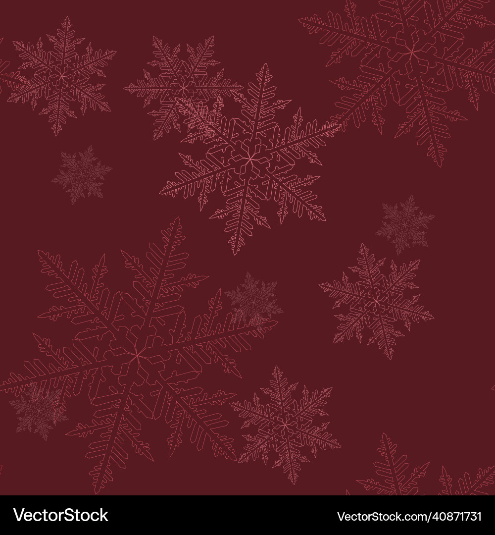 Seamless winter snowflake pattern vector image