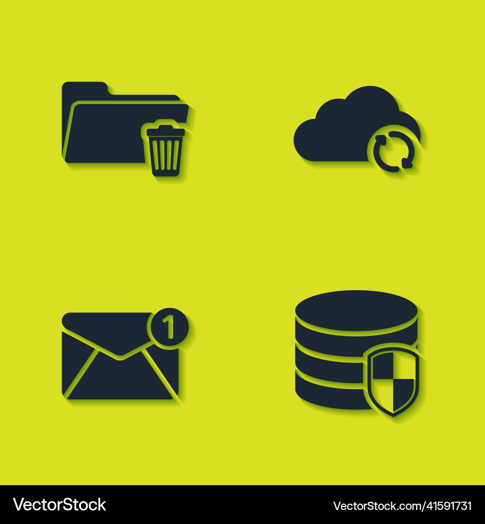 Set delete folder database protection new email Set delete folder database protection new email vector image