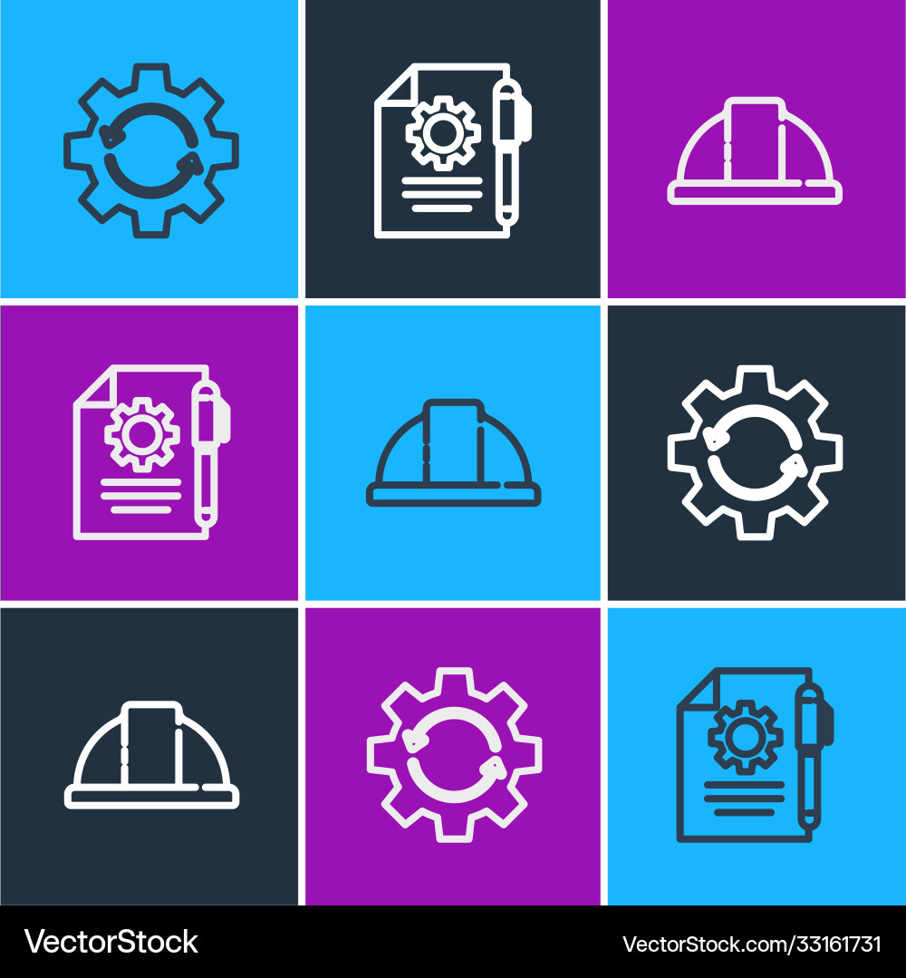 Set line gear and arrows as workflow worker Set line gear and arrows as workflow worker vector image