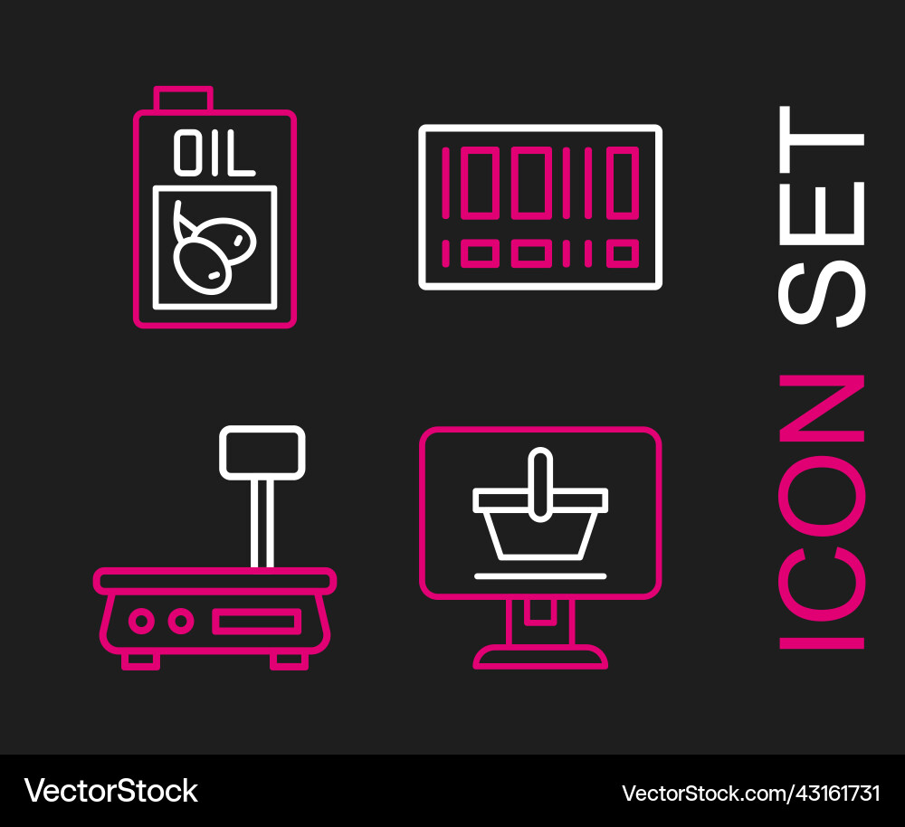 Set line shopping cart on computer electronic Set line shopping cart on computer electronic vector image