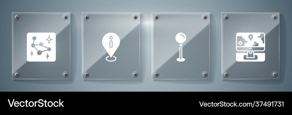 Set monitor with location marker push pin Set monitor with location marker push pin vector image