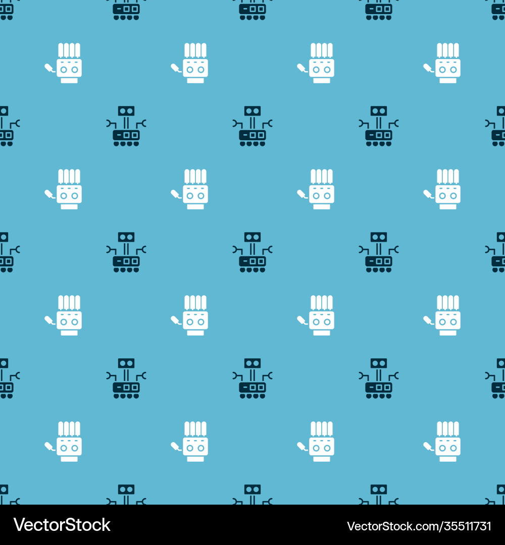 Set robot and mechanical hand on seamless Set robot and mechanical hand on seamless vector image