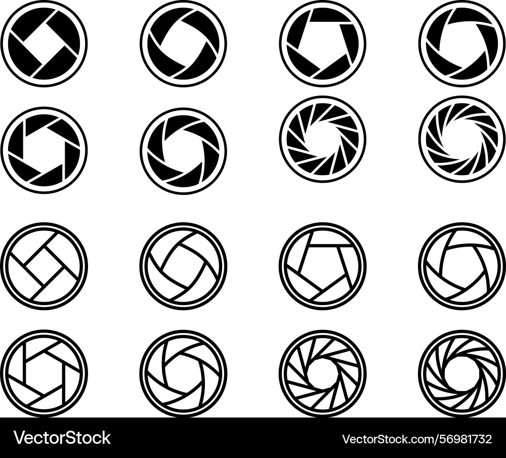 Camera shutter aperture icons Vector Image