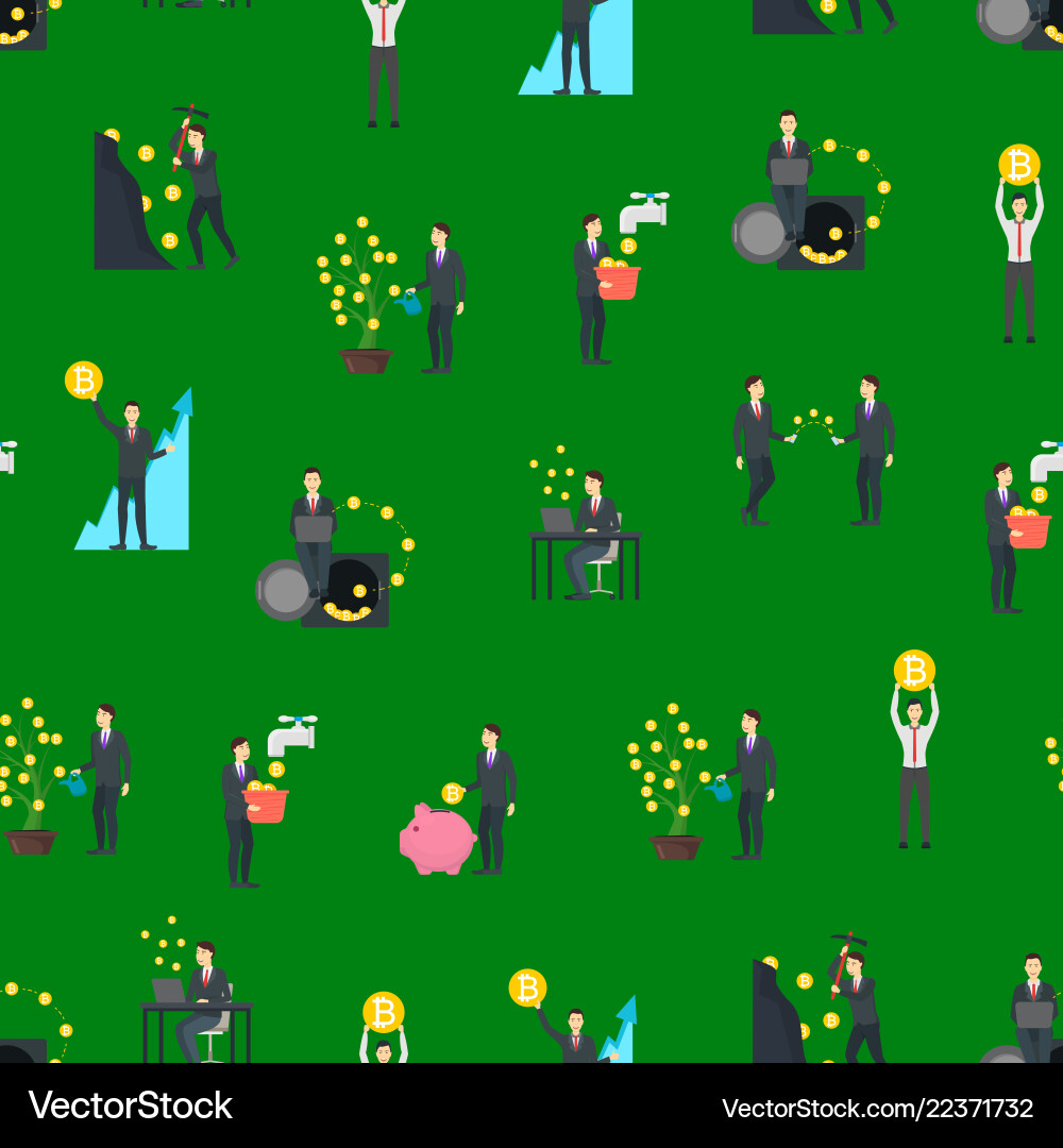 Cartoon blockchain concept seamless pattern Cartoon blockchain concept seamless pattern Vector Image