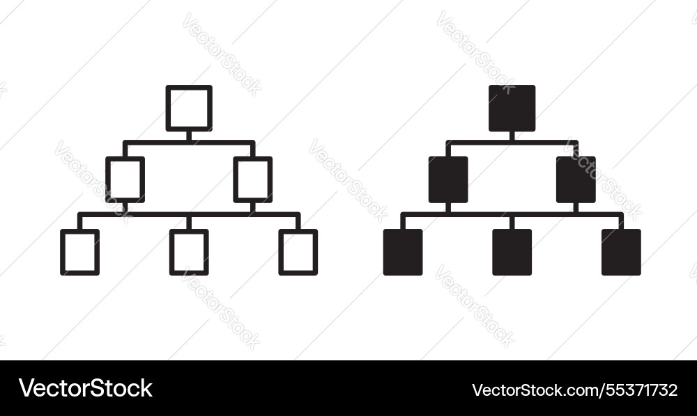 Chart tree icon set in thin line for web vector image