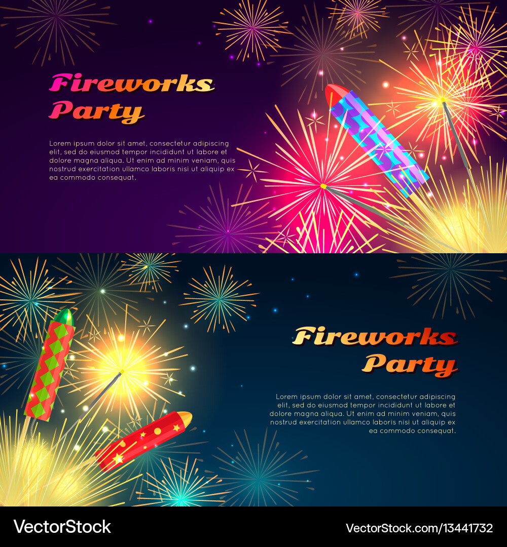 Colourful exploding rockets on bright background vector image