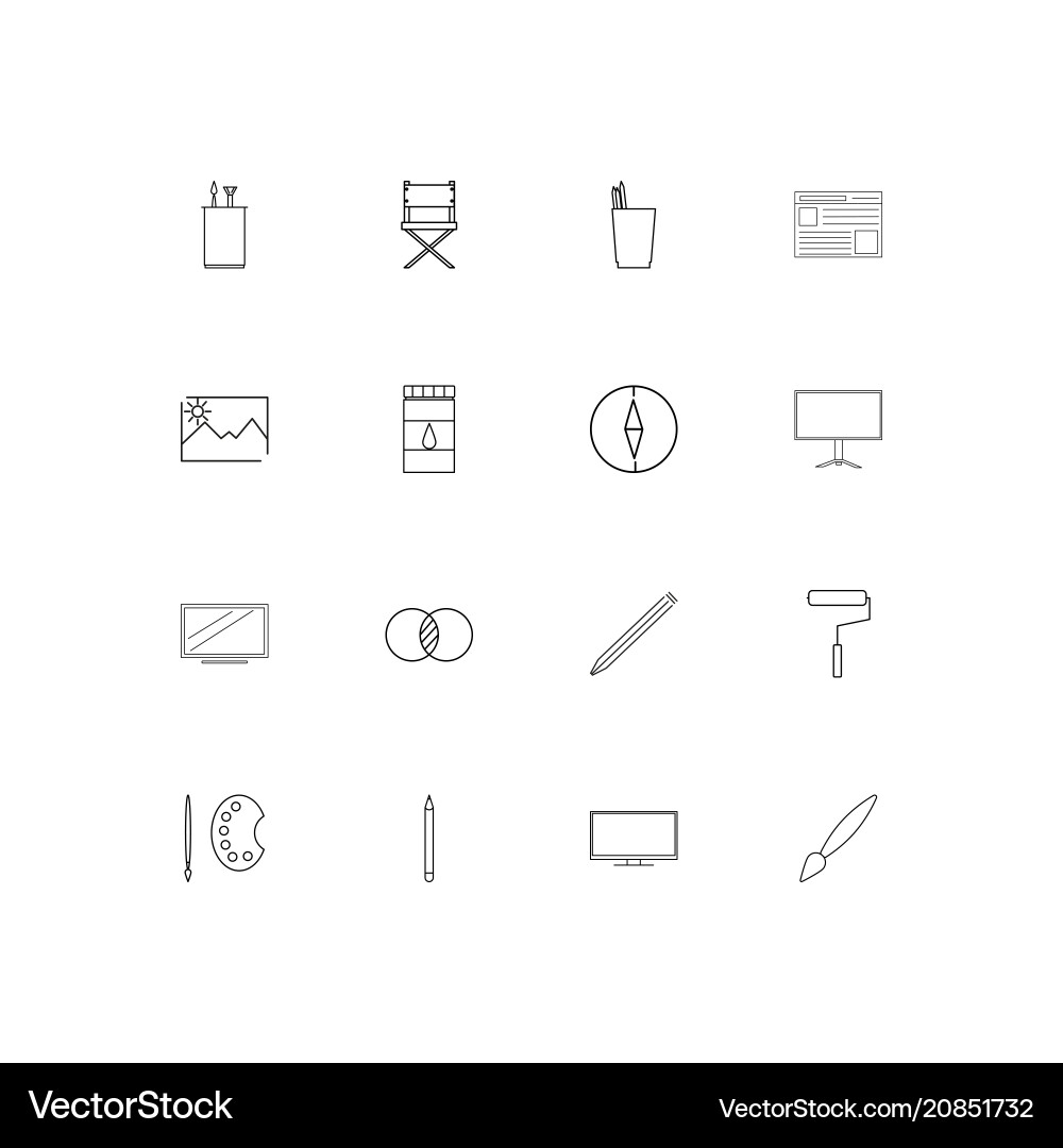 Creative process and design linear thin icons set vector image