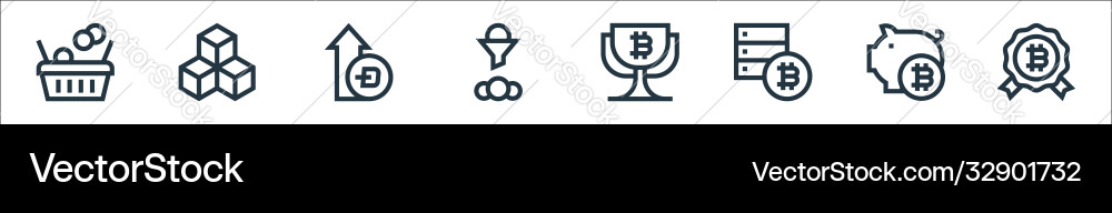 Cryptocurrency line icons linear set quality Cryptocurrency line icons linear set quality vector image