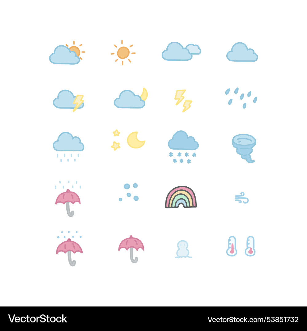 Doodle-Zeichnung des Wettersymbols Doodle-Zeichnung des Wettersymbols vektorbild
