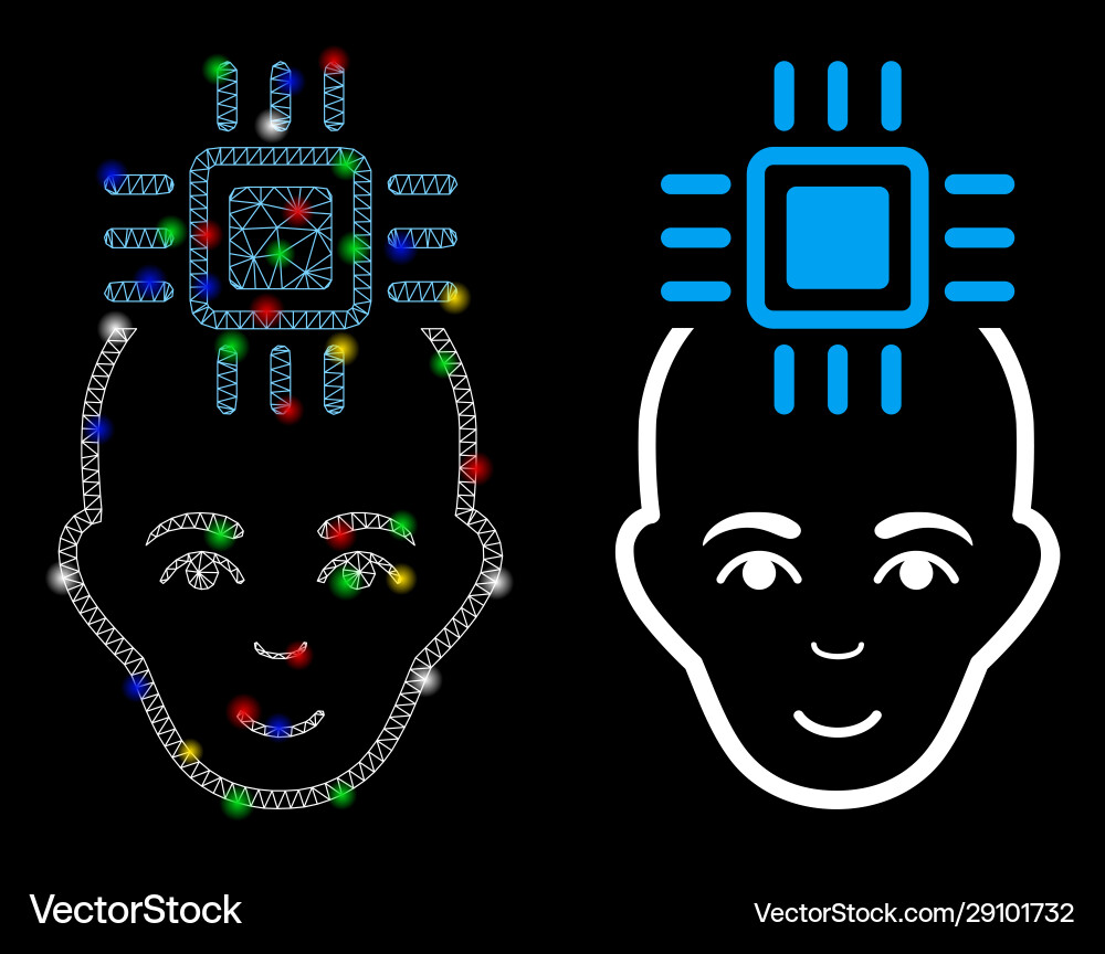 Flare mesh 2d neural computer interface icon Flare mesh 2d neural computer interface icon vector image