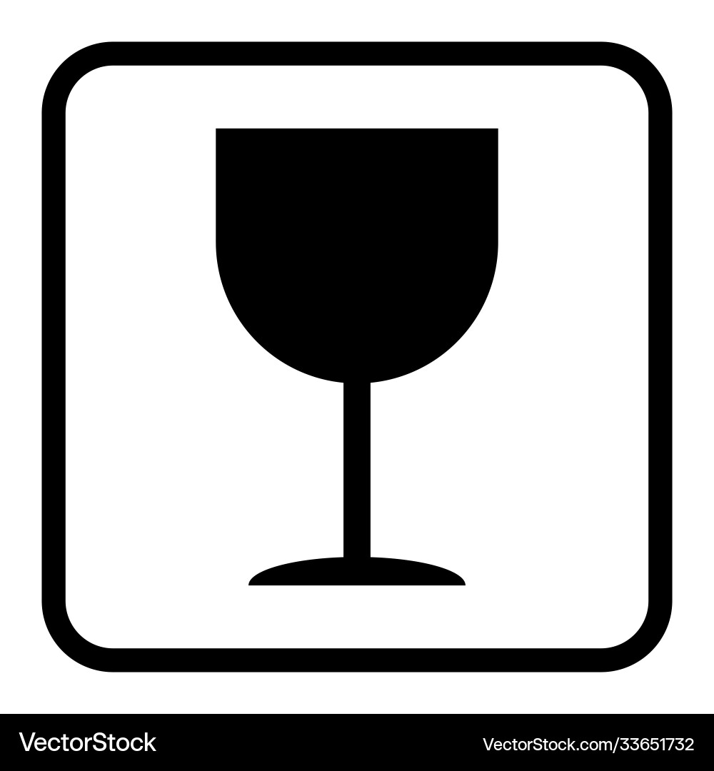 Fragile flat icon with black frame isolated Fragile flat icon with black frame isolated vector image