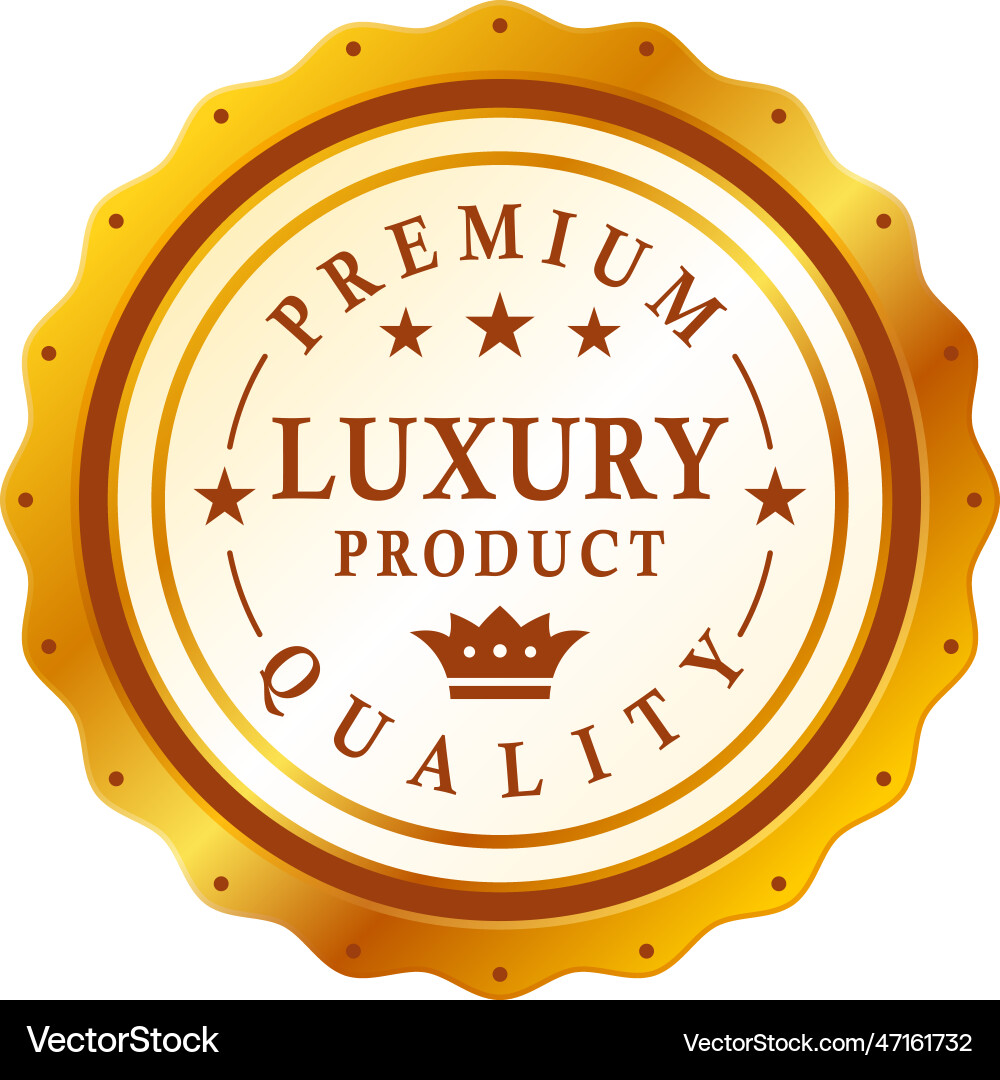Luxusprodukt Schild goldener Kreis gebogene Medaille Luxusprodukt Schild goldener Kreis gebogene Medaille vektorbild