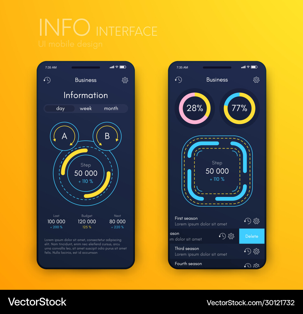 Mobile application interface ui design Mobile application interface ui design vector image