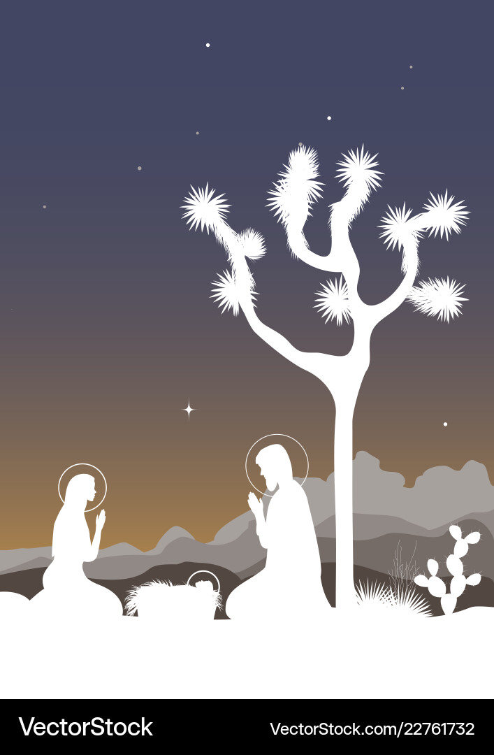 Nativity Scene with Joshua Tree vector image