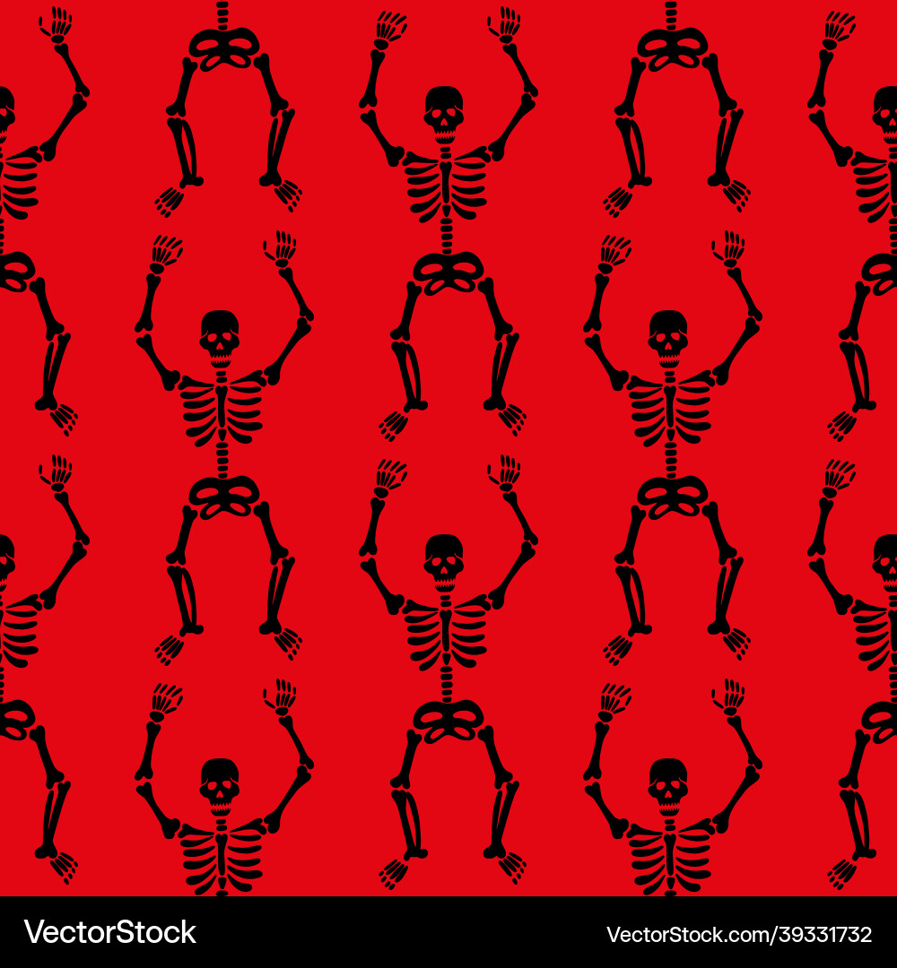 Pattern of skeletons on a red background Pattern of skeletons on a red background vector image