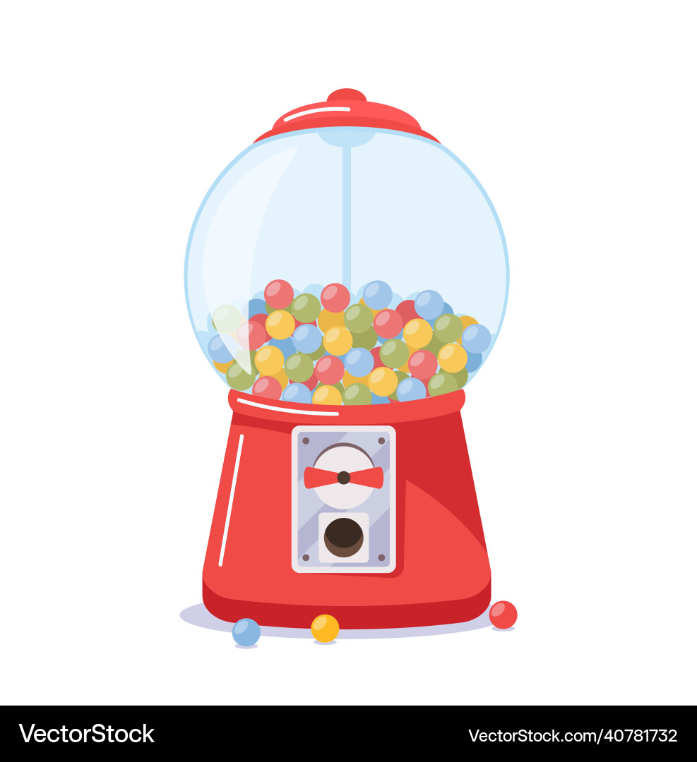 Red gumball machine with transparent round glass Red gumball machine with transparent round glass vector image