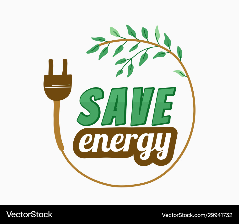 Save energy plug power with green leaves Save energy plug power with green leaves vector image
