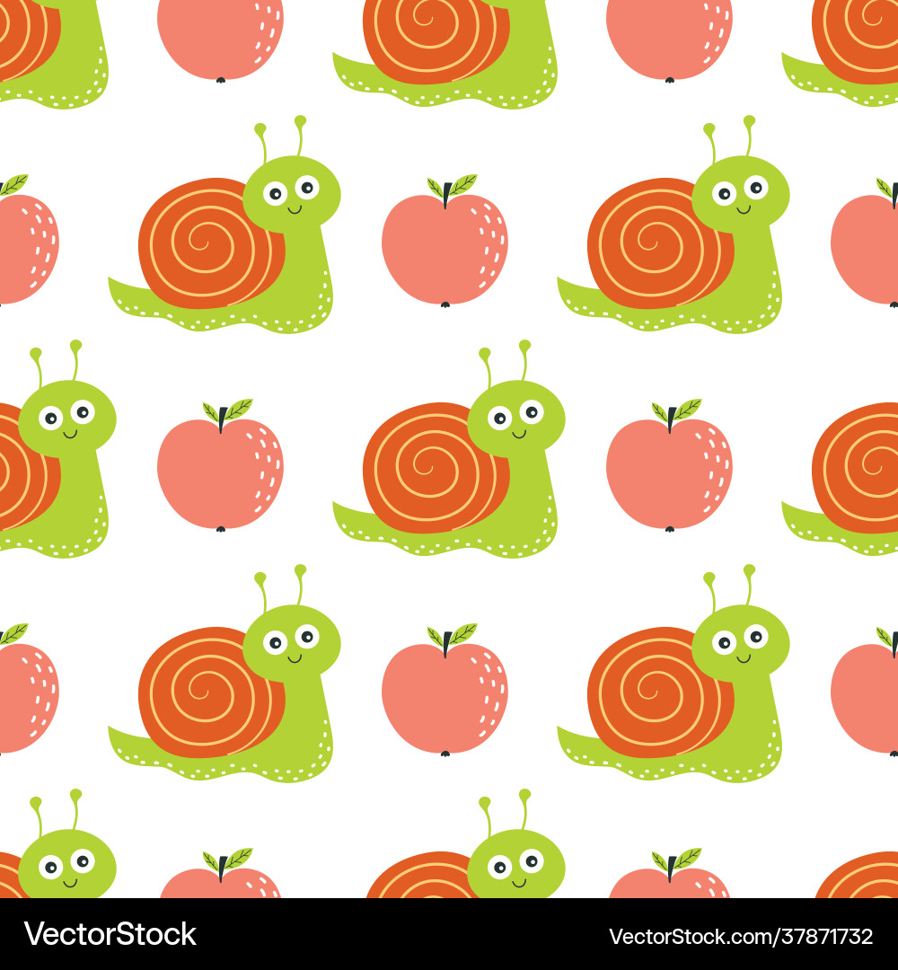 Seamless pattern with apples and snails Seamless pattern with apples and snails vector image