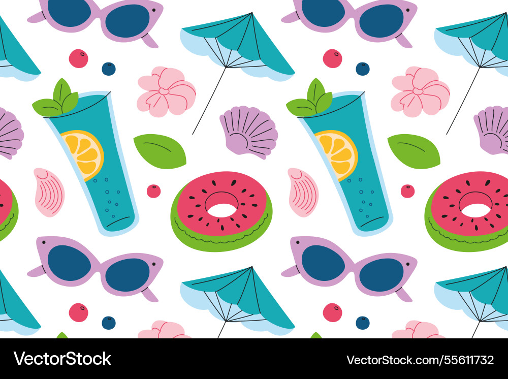 Seamless pattern with summer and tropical Vector Image