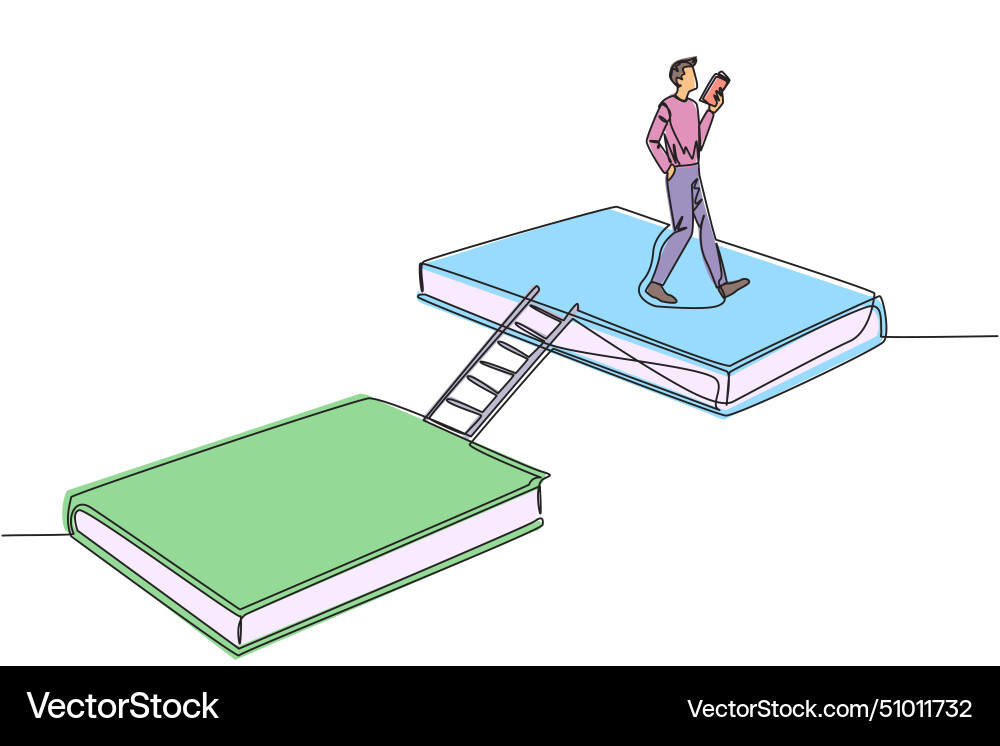 Single continuous line drawing man walking Vector Image