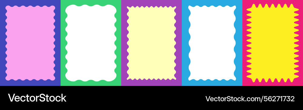 Wavy scalloped colorful rectangular frame Wavy scalloped colorful rectangular frame vector image