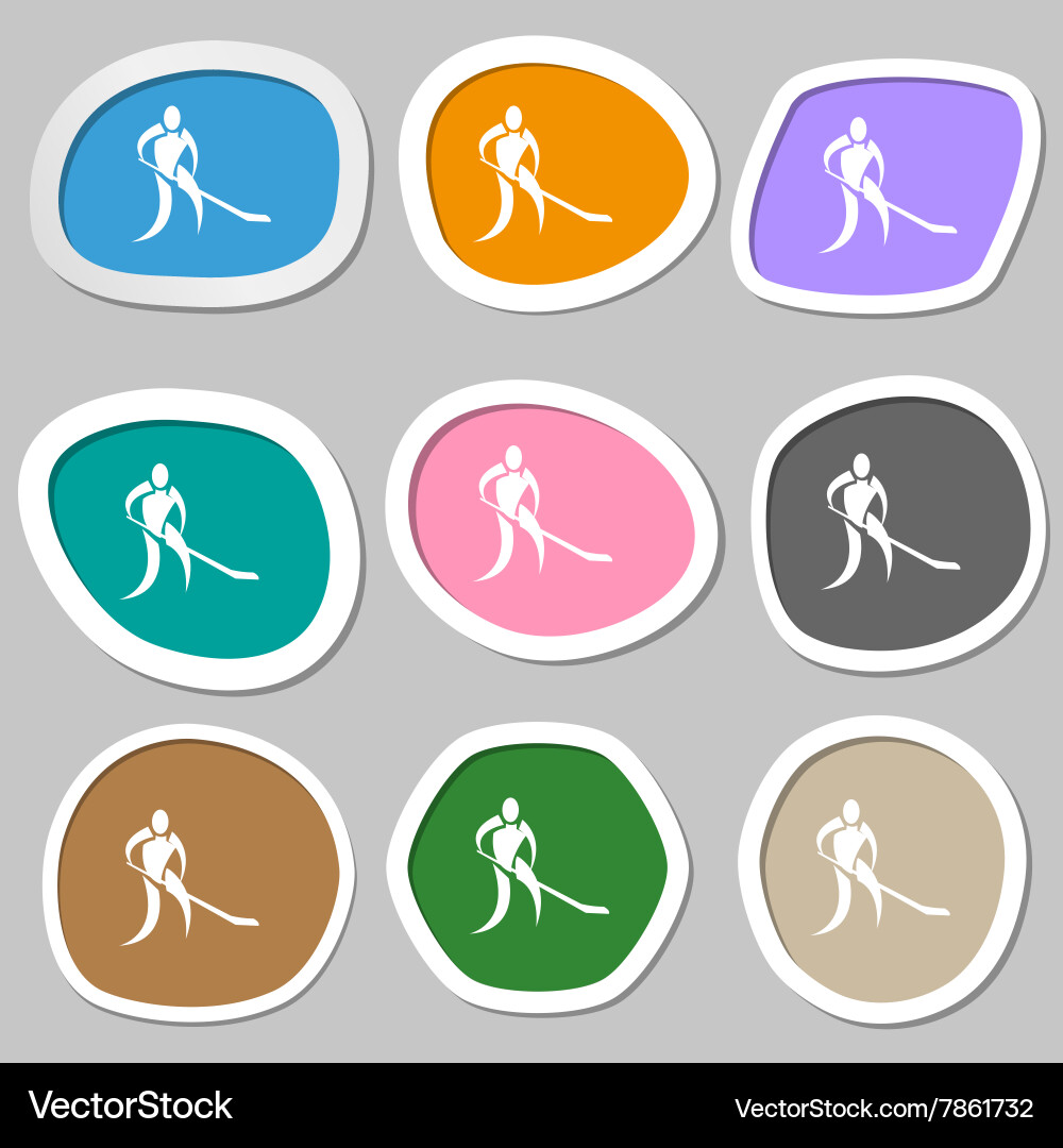Winter sport hockey symbols multicolored paper Vector Image