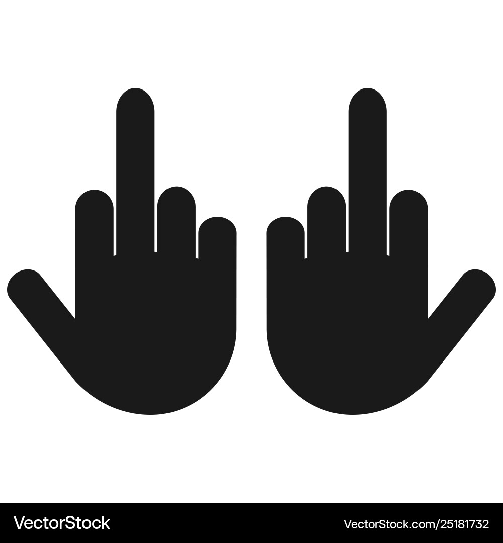 Zwei Hand mit mittlerem Finger nach oben Icon isoliert flach Zwei Hand mit mittlerem Finger nach oben Icon isoliert flach vektorbild