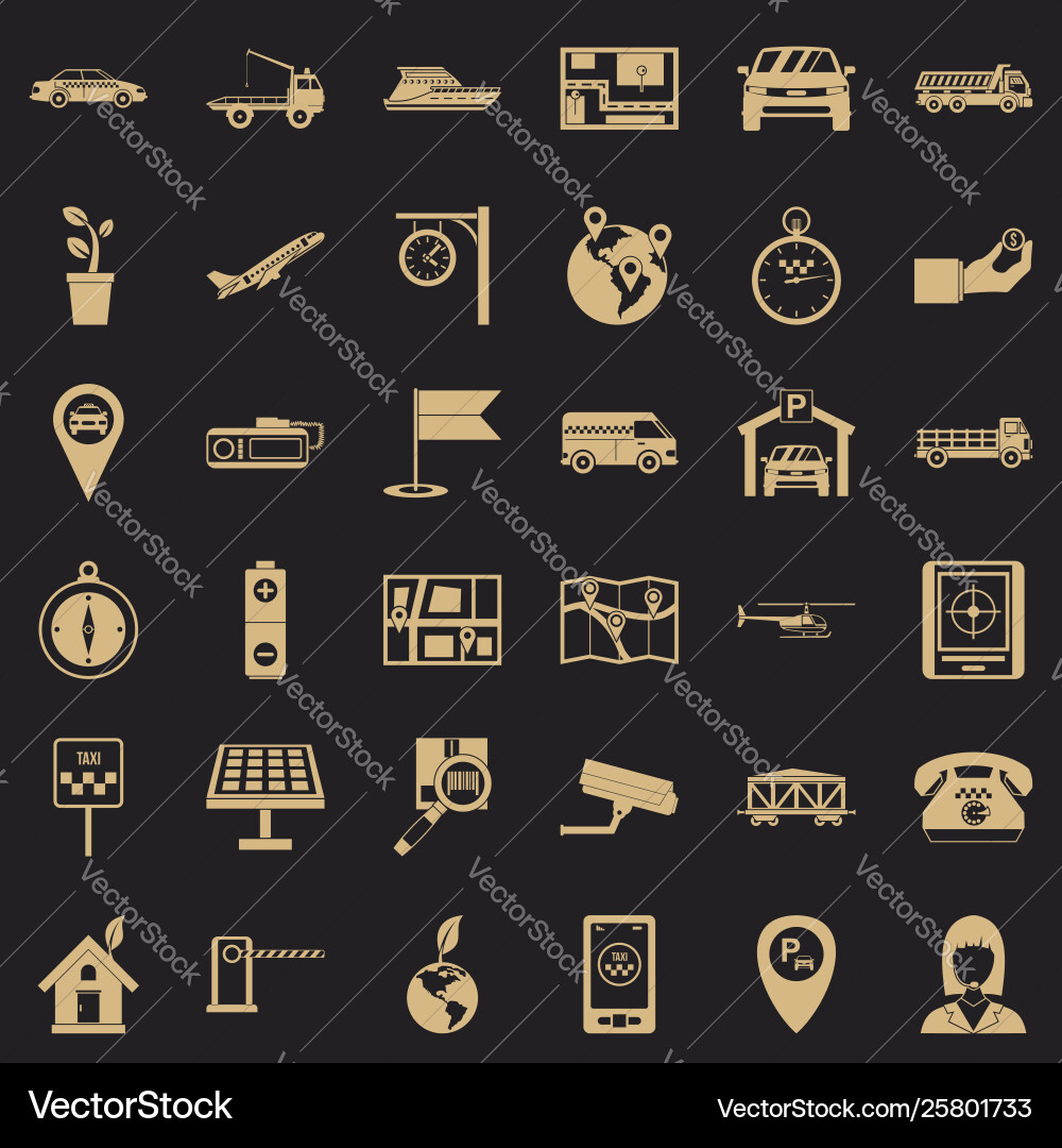 Air navigation icons set simple style Air navigation icons set simple style vector image